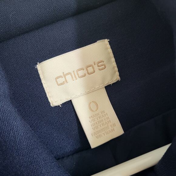 Chicos Navy Blue Military Jacket Womens XS / 4 Chicos 0 Gold Details Edg… - Picture 3 of 14